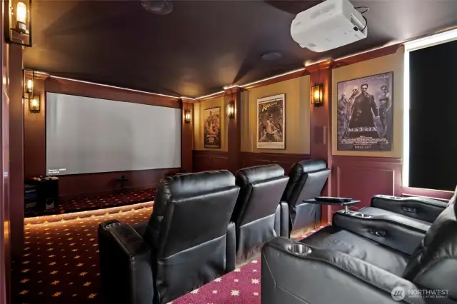 Home theater with a projector and surround sound