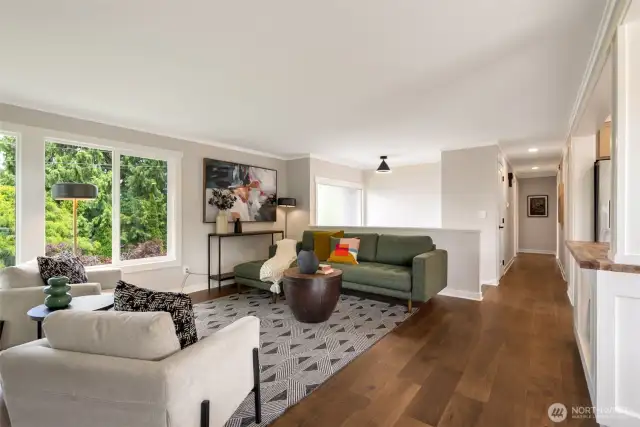 Hickory wood flooring.