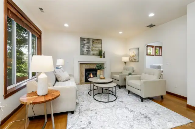 Living room wired for surround sound
