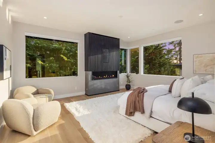 Primary suite with gas fireplace