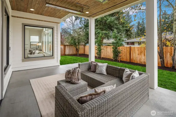 Secluded outdoor covered living area