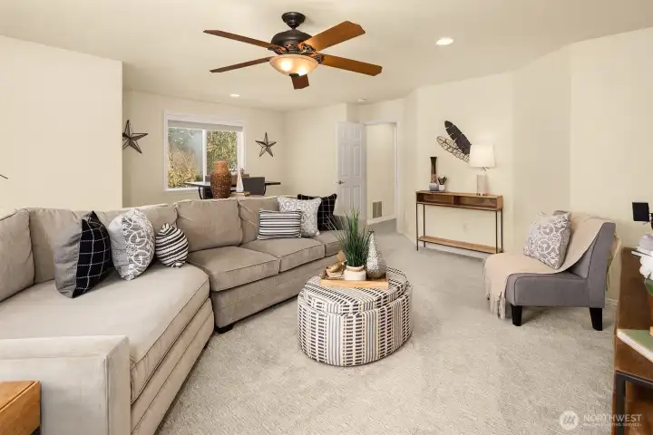 Another view of the generous bonus room — flexible enough for a media room, playroom, home office, or guest suite.