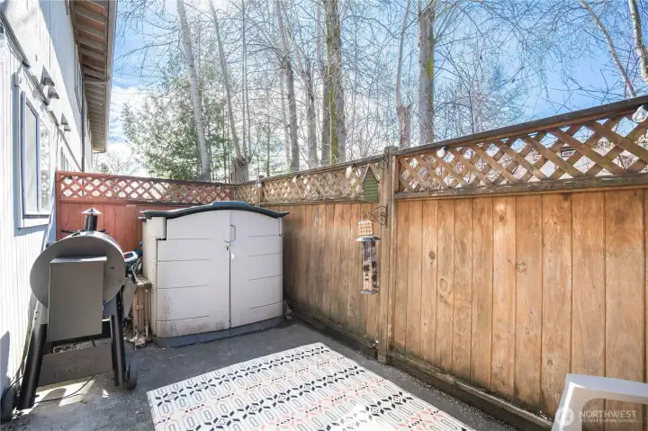 Shed has been removed from the patio- not inlcuded in sale. Shed has been removed from the patio- not inlcuded in sale.