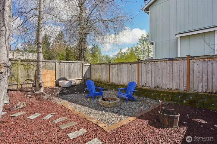 Firepit area in backyard