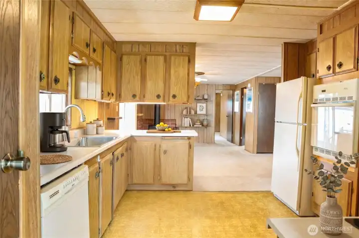 Bright cheerful  kitchen.  Virtual.
