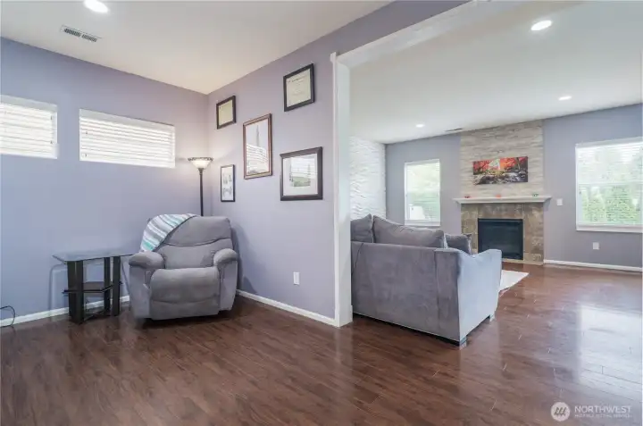 Dinning room leading into living room/kitchen area