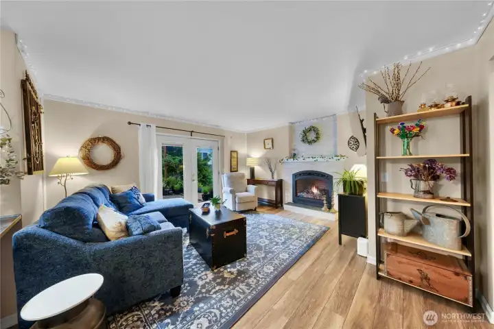 Cozy fireplace in family room