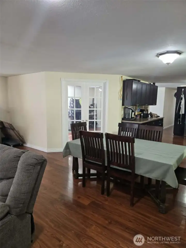 French doors into living room