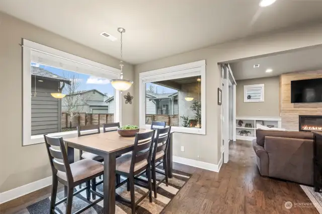 Dining nook with lots of light