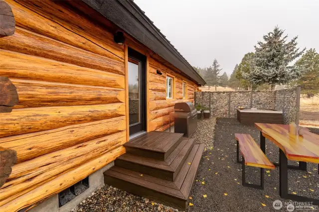 Outdoor entertaining space.  Virtually staged.