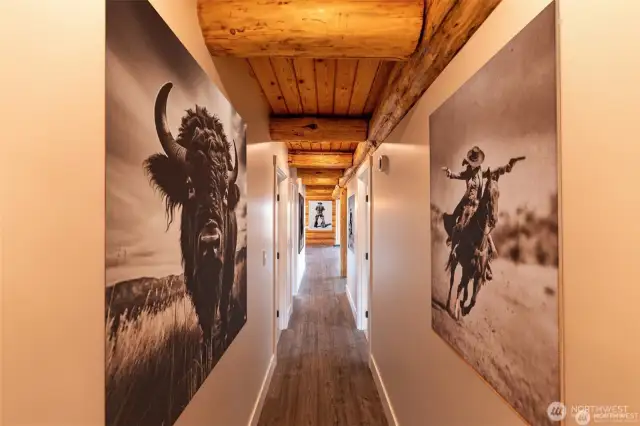 Hallway from mudroom leading  to bedrooms and bathroom.