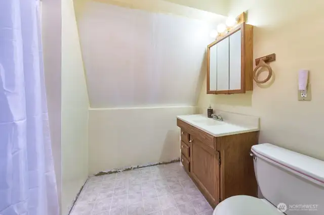 Upstairs 2/3 bathroom with ongoing seller improvements