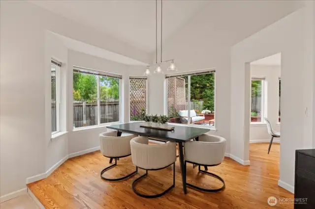 Formal dining room with hardwood floors