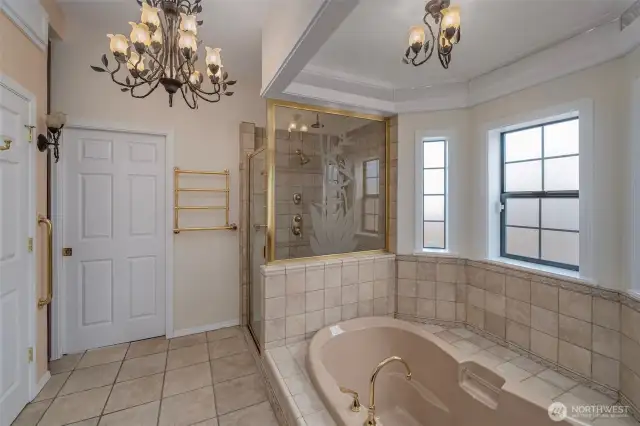 Primary Bath tub and Shower