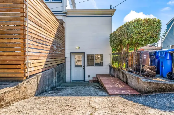 Private entrance into the studio apartment.