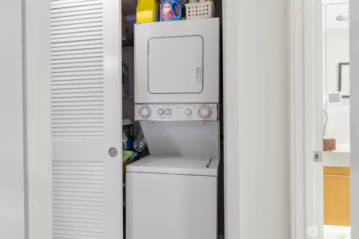 Laundry - note how the w/d are oriented to the hall and not into the closet like many other units in the bldg