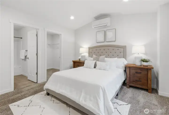 Primary bedroom with walk in closet and private bath.