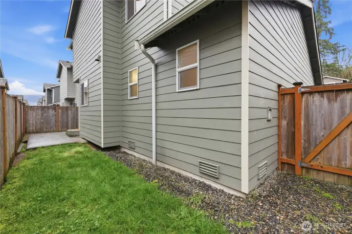 Another view of backyard with gate aceess.