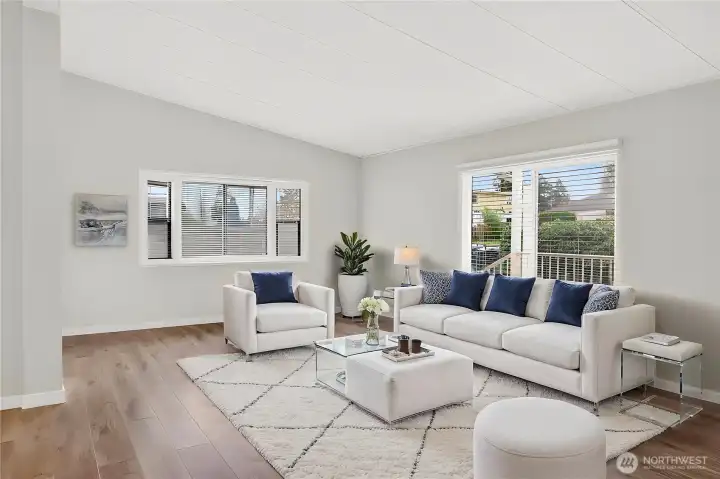 Living Room Virtually Staged — Bright and Spacious with Dual Windows