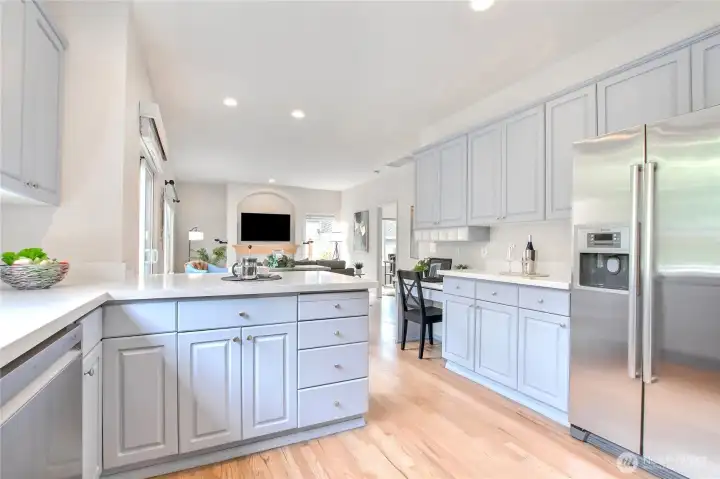 Great natural light with large windows in kitchen area