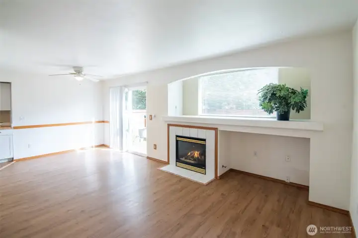 Welcoming living room with gas fireplace and built in tv nook. Welcoming living room with gas fireplace and built in tv nook.