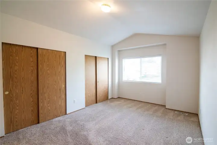 Double closets in the primary bedroom.
