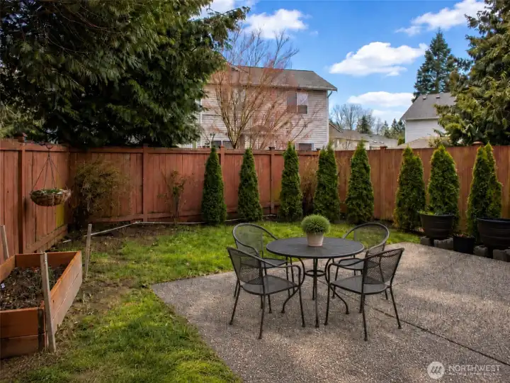 Cyprus trees that will grow to create even more privacy, mature blueberry bushes and built in garden bed for veggies or flowers galore! Cyprus trees that will grow to create even more privacy, mature blueberry bushes and built in garden bed for veggies or flowers galore!