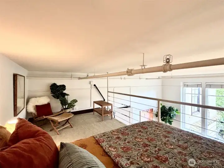 Lofted bedroom. You could also use this space as a den and/or office space and move the bed to the main floor Lofted bedroom. You could also use this space as a den and/or office space and move the bed to the main floor