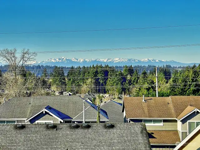 Zoomed in view of the Olympic Mountains. Views from the primary bedroom and upstairs bonus room!