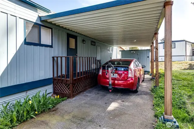 The carport and one of the two sheds. Plenty of parking here.