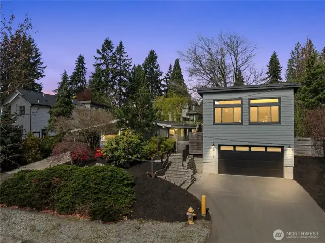 Twilight exterior shot of ADU