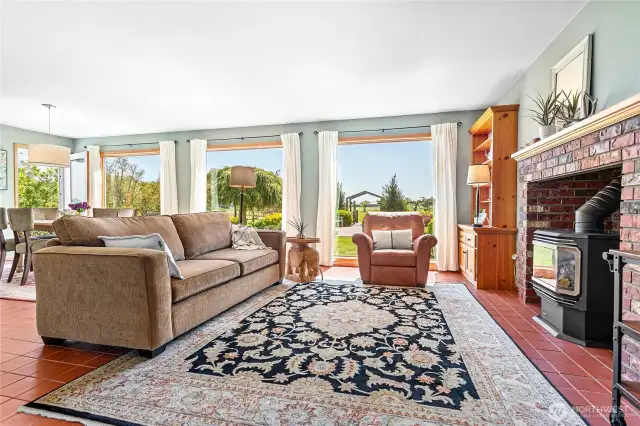 Floor to ceiling windows overlooking garden