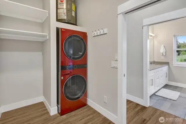 Full laundry inside large closet in ADU.