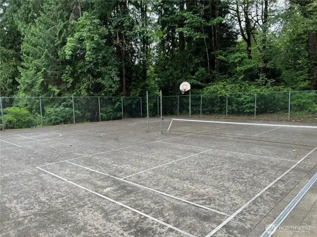 Sport court next to clubhouse.