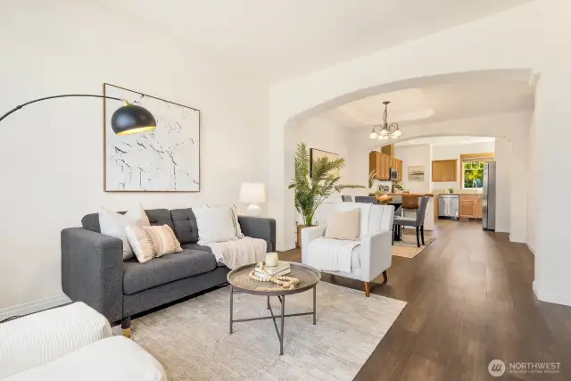 Open floorplan from living to kitchen!