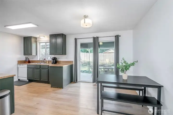 Nice open kitchen. All appliances stay.