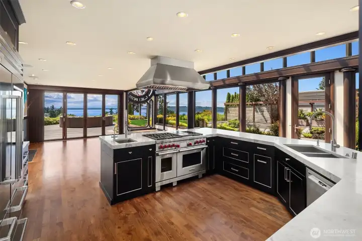 Chef's dream kitchen with stunning views