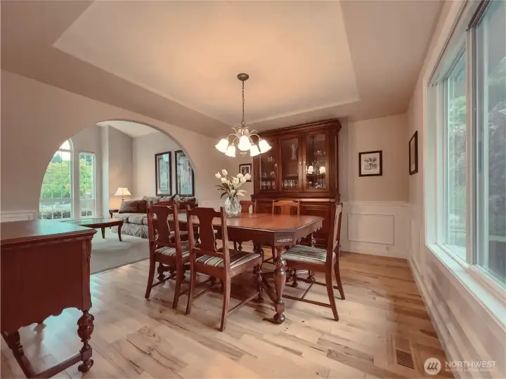 Formal Dining with Solid Hickory Hardwoods looking towards Formal Living Room