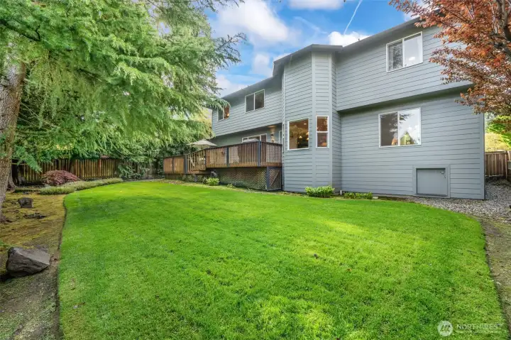 Fenced Backyard, Extended Deck and Door to Tall Underhouse Storage