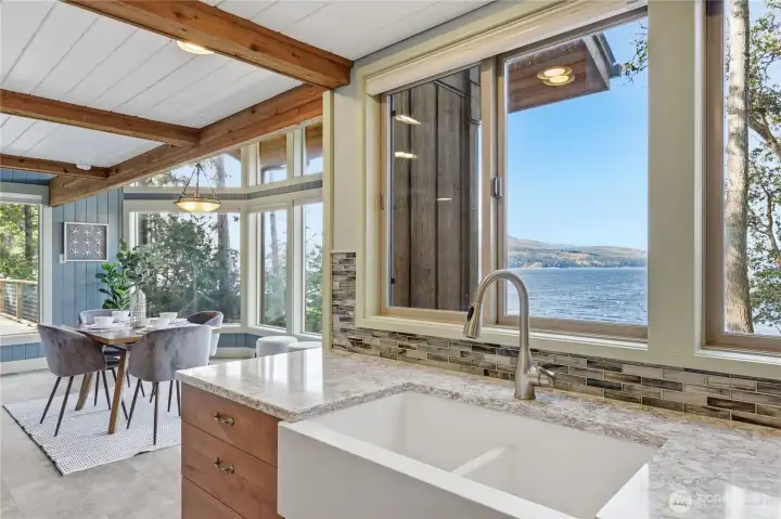 Water view from kitchen sink!