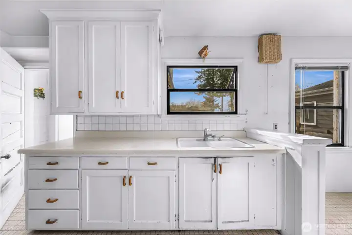 Counter space and cabinetry