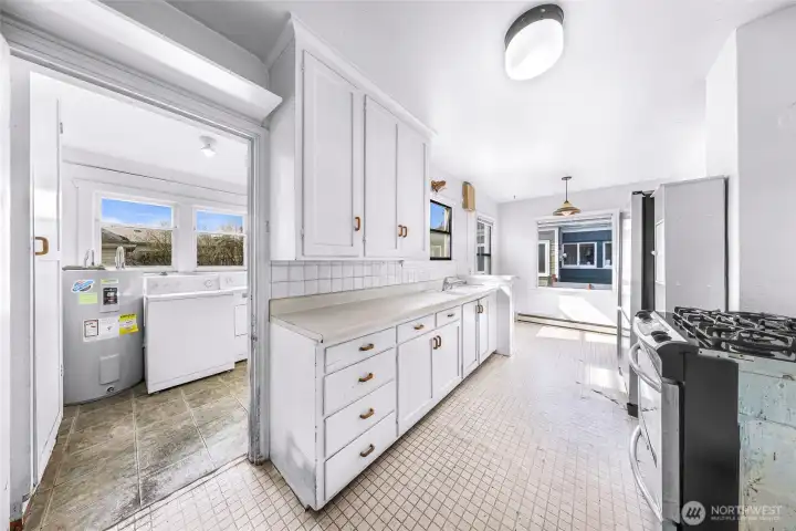 View of kitchen and laundry room
