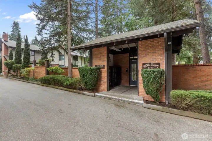 mail center and front entrance to property