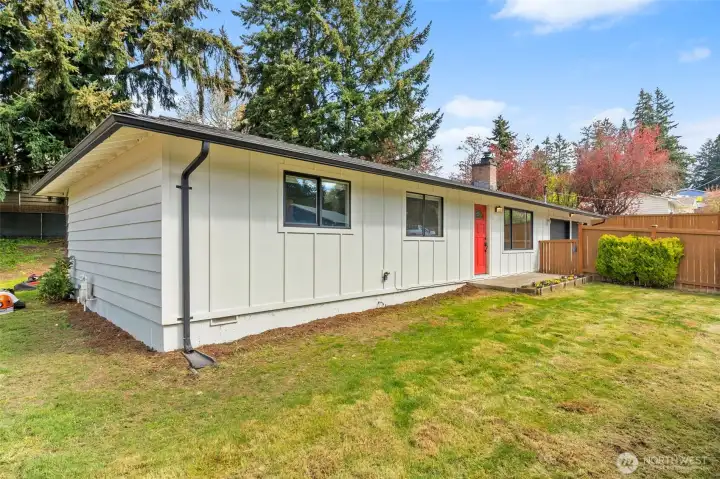 Fully fenced front yard to keep the pets and children safe.
