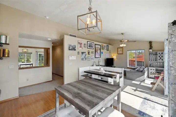 Kitchen is integrated with versatile dining and gathering spaces.