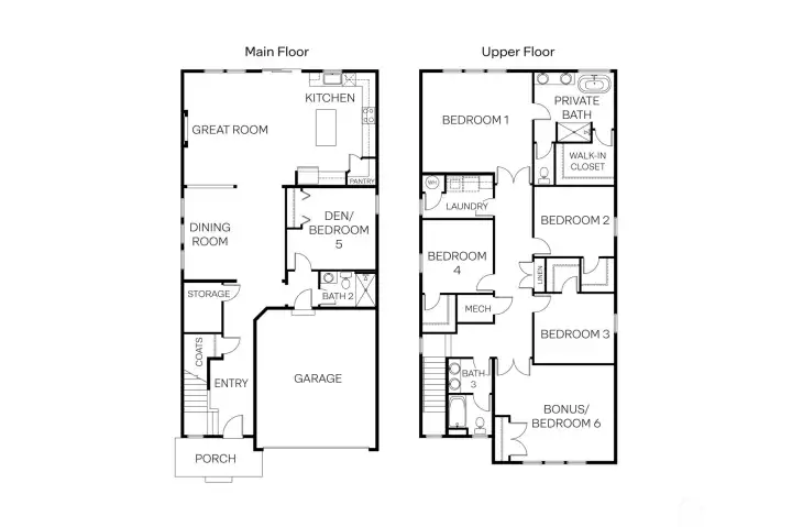 The Savanna plan offers 3011 square feet, 6 bedrooms/3 baths and 2 car garage