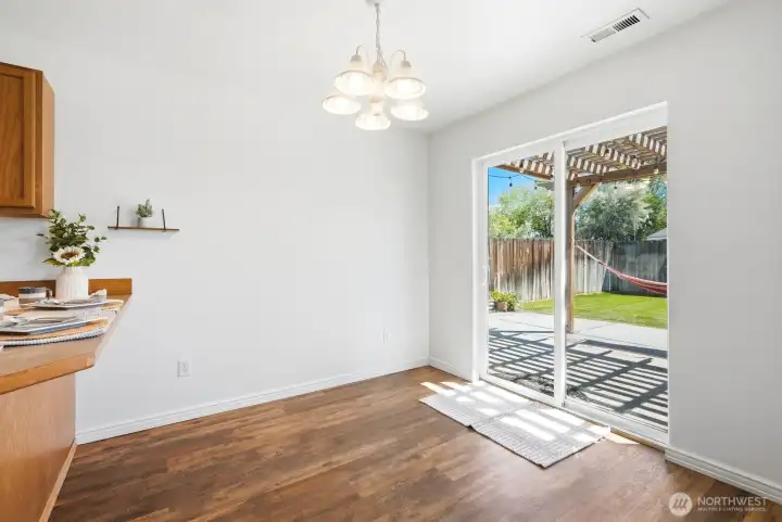 dining area leads to amazing backyard and patio space dining area leads to amazing backyard and patio space