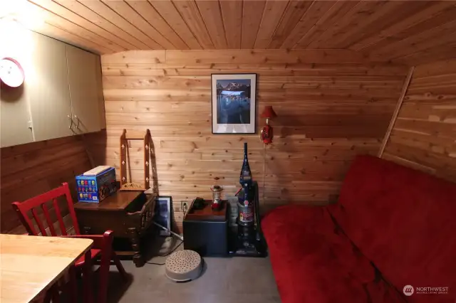 Cedar interior of adetached cabana
