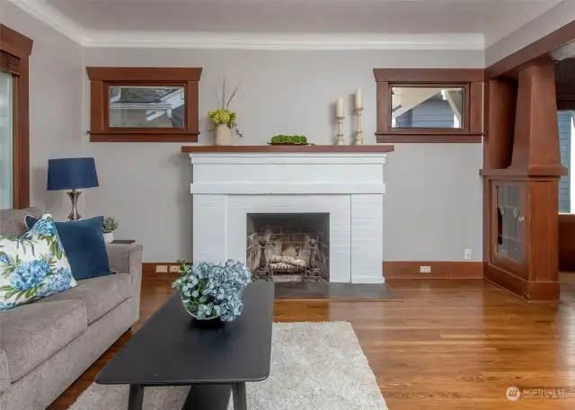 Fireplace and beautiful real hardwoods, built to last!