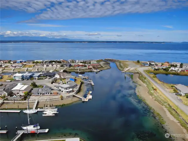 Boat launch and private beach area in the top right